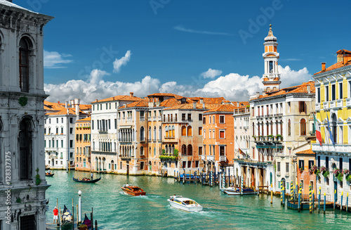 The Grand Canal and colorful facades of old houses, Venice