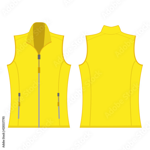 yellow color autumn fleece vest isolated vector on the white background