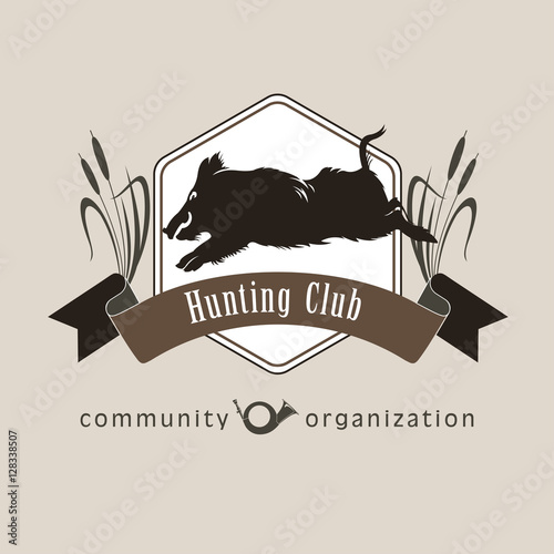 Hunting club. Wild boar.Symbol of the hunting club. The hunting club logo emblem