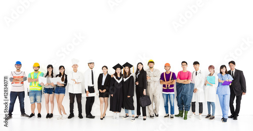 happy graduation and Diverse People with Different Jobs