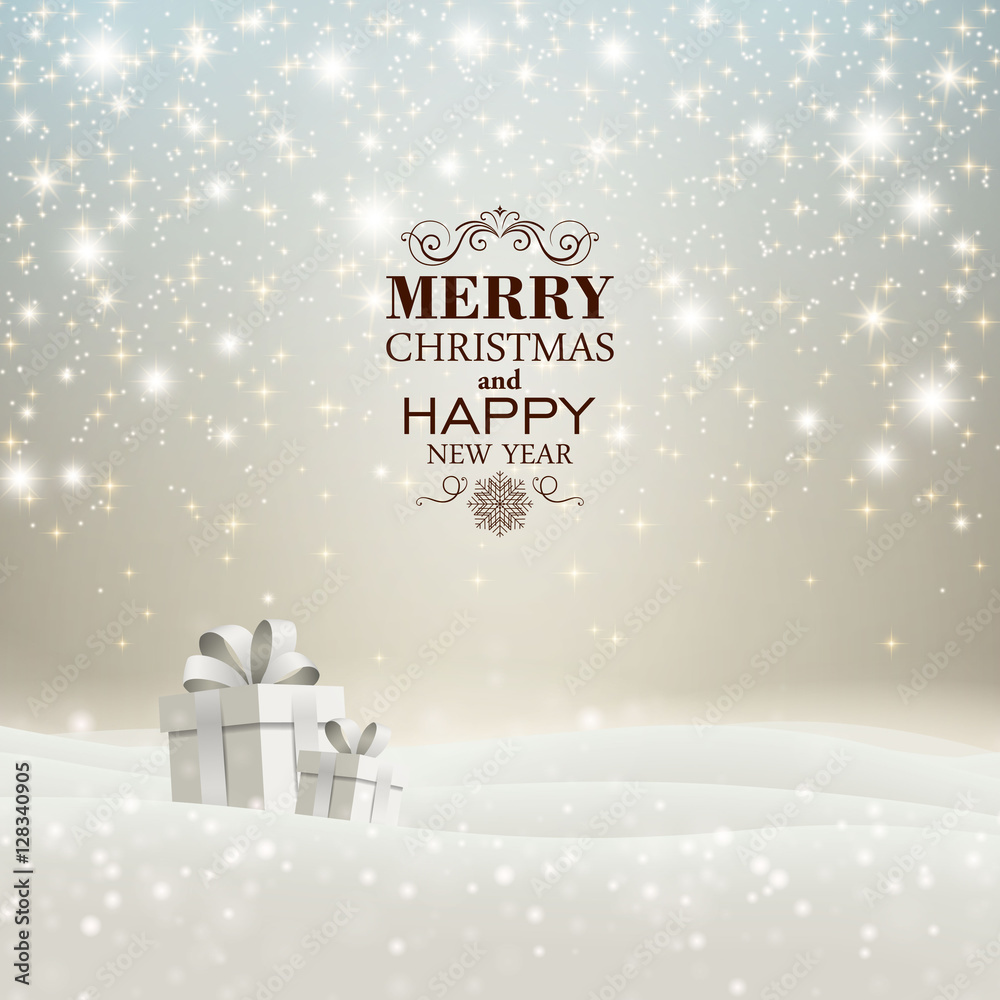 Vector Illustration of a Christmas Holiday Design with Gift Boxes