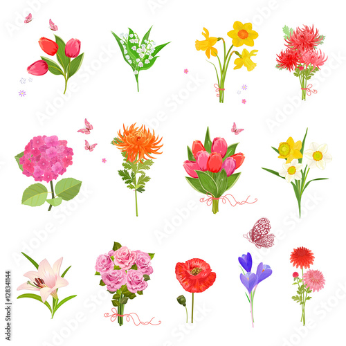 finely collection with different bouquet of lovely flowers for y