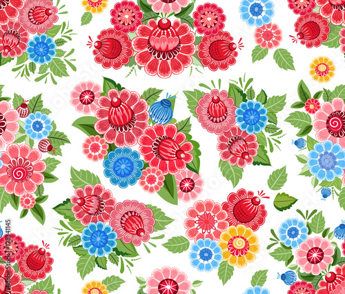 cute seamless texture with stylized flowers