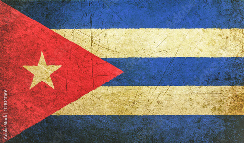 old grunge cuban flag with rift, havana cuba communist dictatorship © donfiore