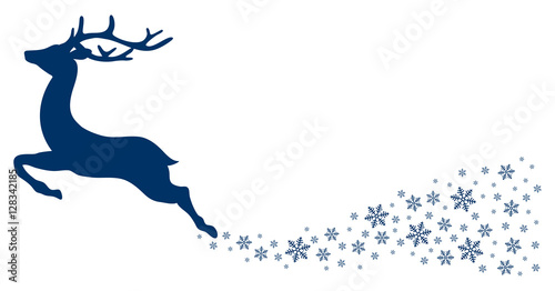 Reindeer With Snowflakes Dark Blue