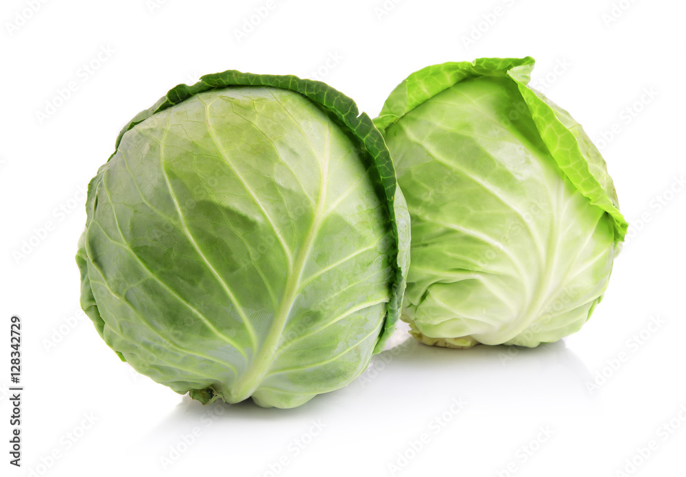Green cabbage vegetables isolated on white Green cabbage vegetables isolated on white