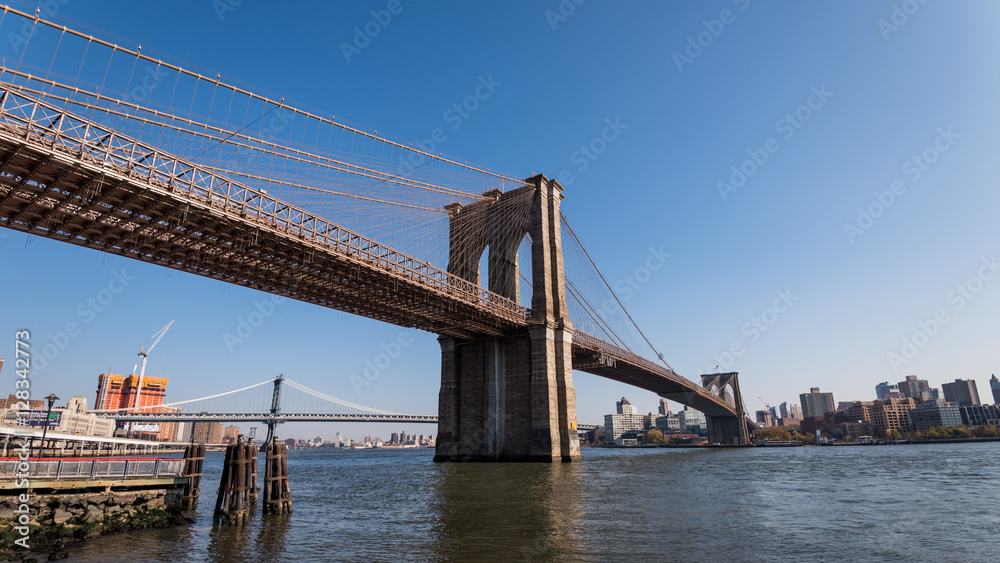 Brooklyn bridge with blue sky