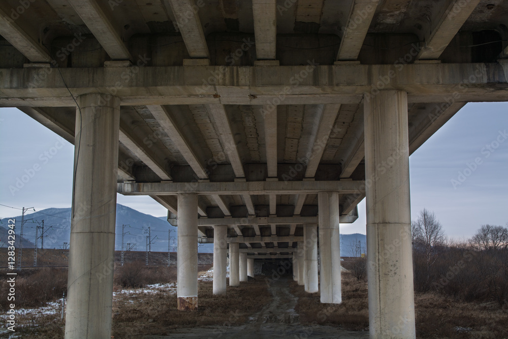 Bottom view on the bridge. Bottom view on the bridge.