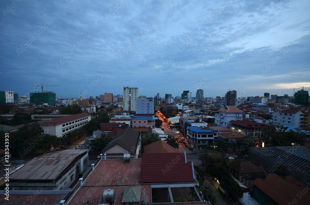 Phnom Penh Town during twilight time