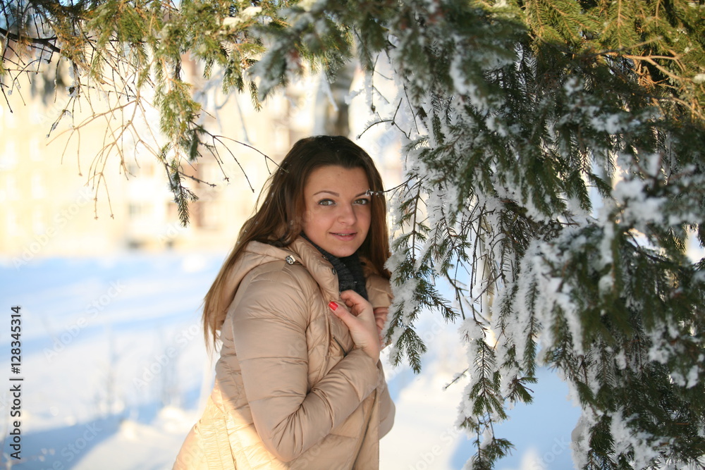 Girl in red winter scarf