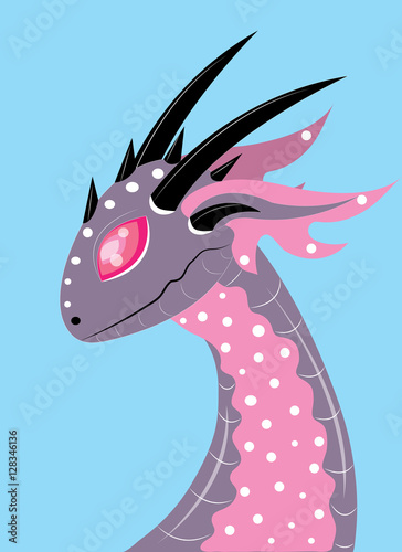 Pink dragon with ears and horns