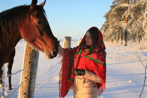 Girl in red winter scarf