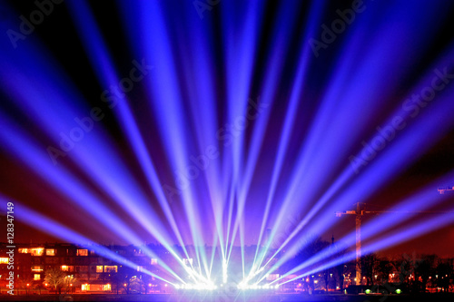 light beams on the city promenade in Riga, Latvia