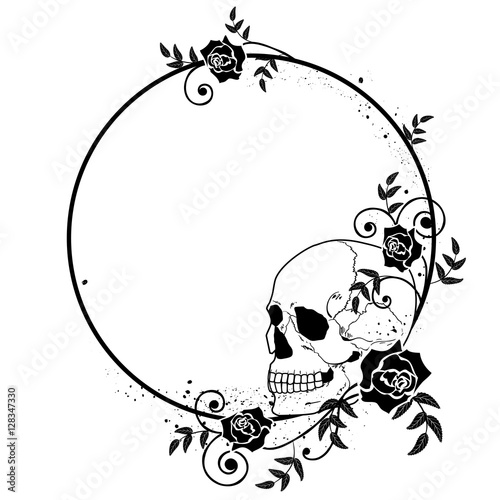 skull and roses frame