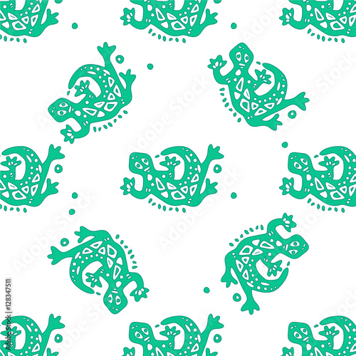  Seamless pattern with lizards tribal