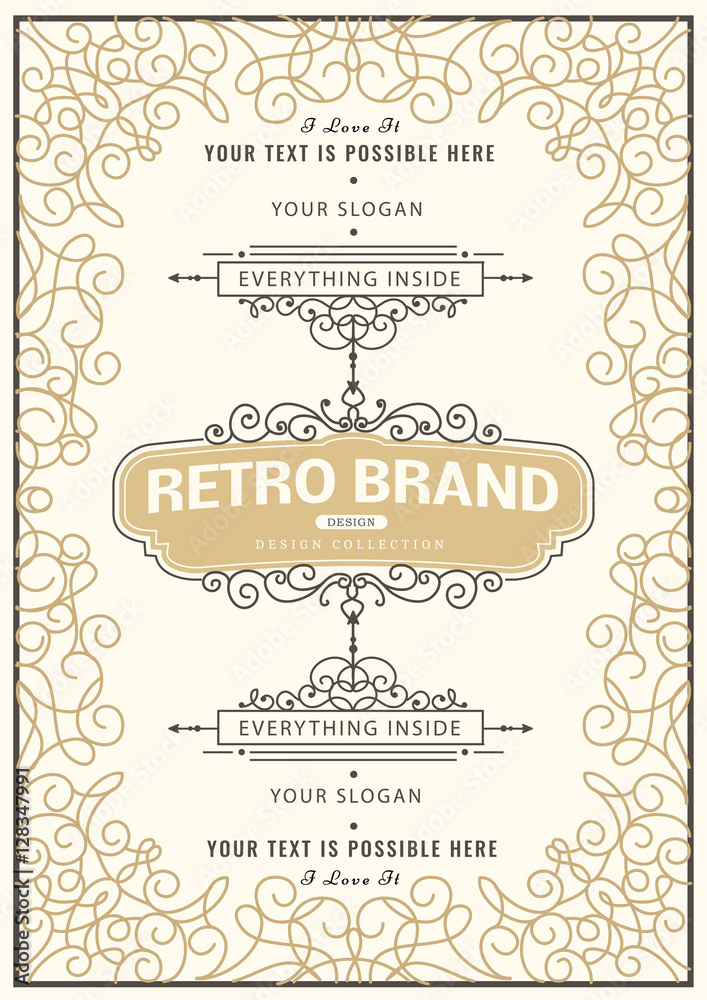 Monogram creative card template with flourishes ornament elements. Elegant design for cafe, restaurant, heraldic, jewelry, fashion. Hand drawn elements. curly and swirls vintage frame Monogram creative card template with flourishes ornament elements. Elegant design for cafe, restaurant, heraldic, jewelry, fashion. Hand drawn elements. curly and swirls vintage frame