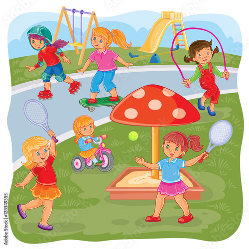 Girls playing on the playground