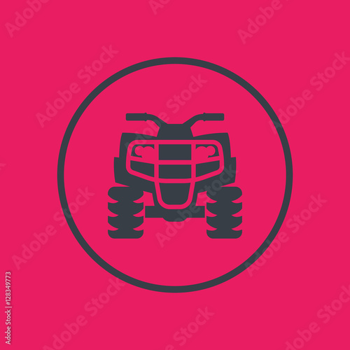 quad bike icon in circle, all terrain vehicle, atv, quadricycle, vector illustration