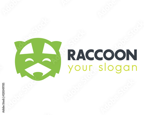raccoon logo element over white, vector illustration