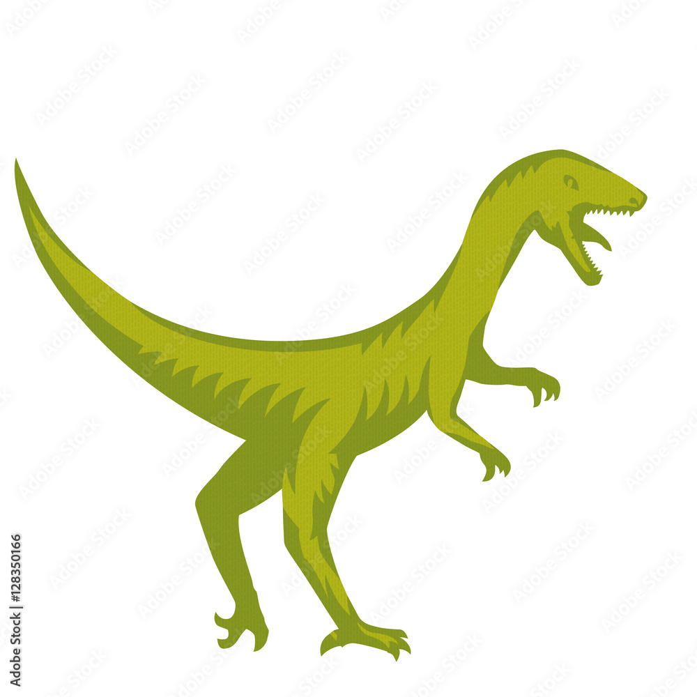 Velociraptor, predaceous dinosaur isolated over white, vector illustration