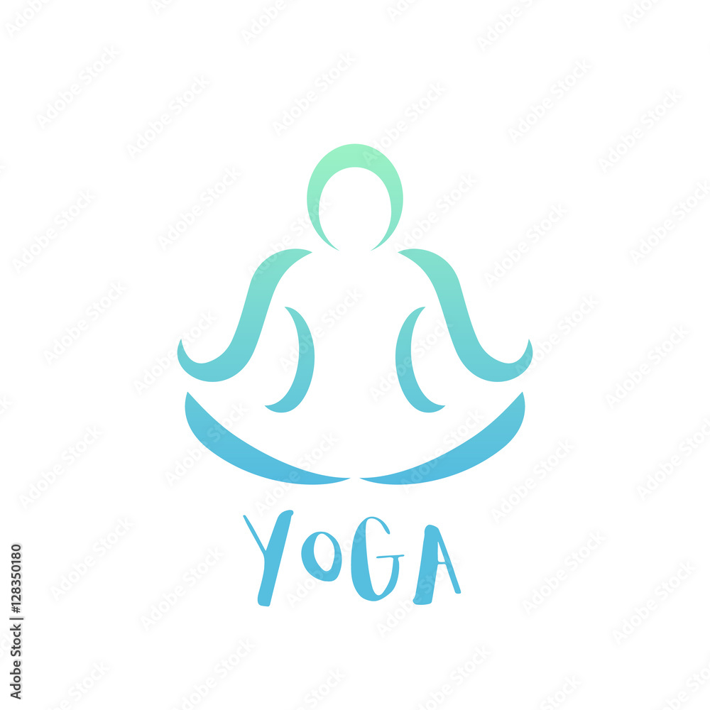 yoga class logo element on white, man in lotus position yoga class logo element on white, man in lotus position