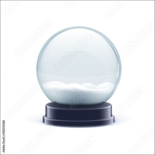 snow globe ball realistic chrismas object isolated on white with