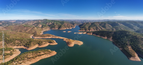 Aerial. Aerophotographingpanorama dam in Monchique Odelouca. photo