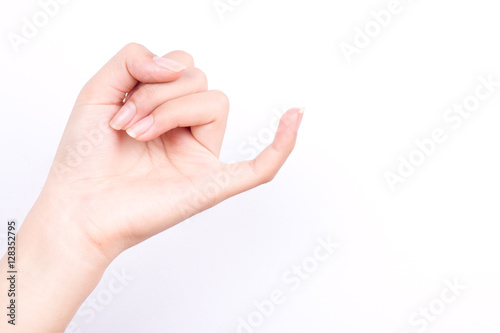 finger hand girl symbols isolated concept hook each other's little finger is mean to reconcile or promise or friendship on white background
