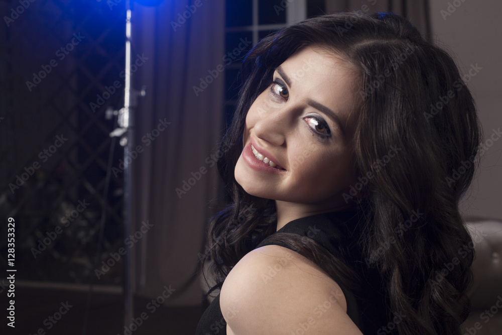 Beautiful girl in expensive black dress Beautiful girl in expensive black dress