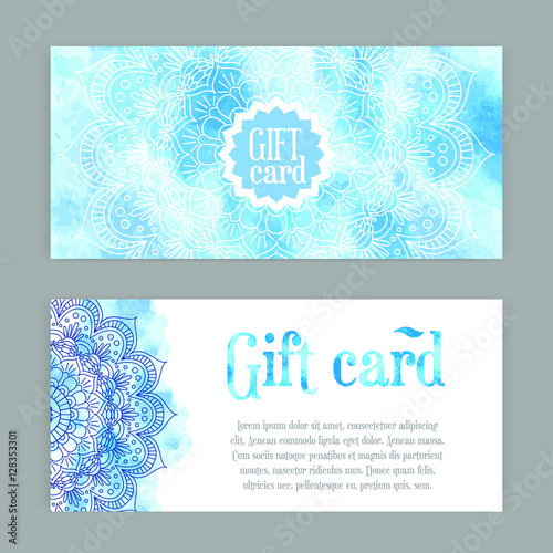 template gift cards ornament vector illustration. traditional Islamic, Arabic, Indian, cover elements. decorative retro card for print or web design, spa salon, yoga studio