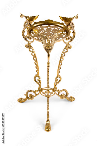 Vintage gold table on white background