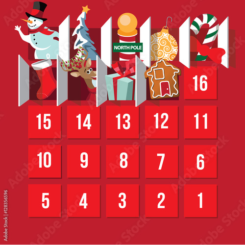 Countdown to Christmas Advent Calendar. Day 17. EPS 10 vector.