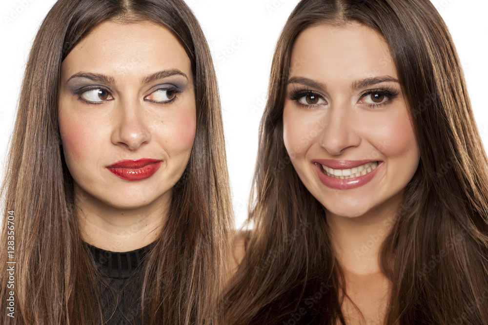 comparative portrait of young women with bad and good makeup comparative portrait of young women with bad and good makeup