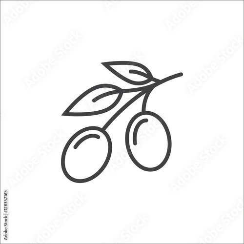 Olive line icon, outline vector sign, linear pictogram isolated on white. logo illustration