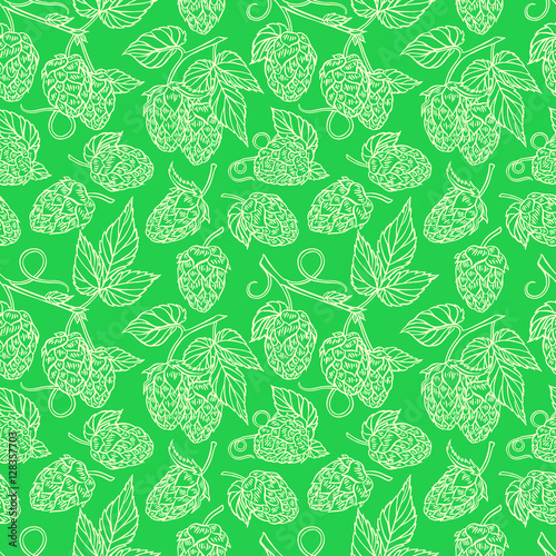 seamless sketch green hops