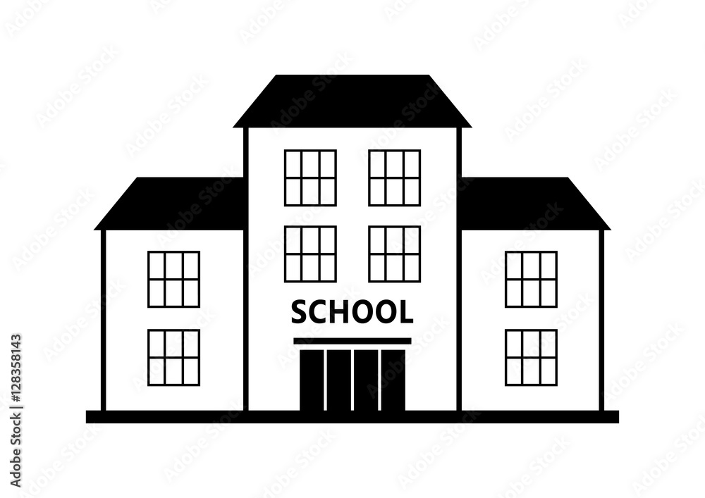 School vector icon, isolated building on white background