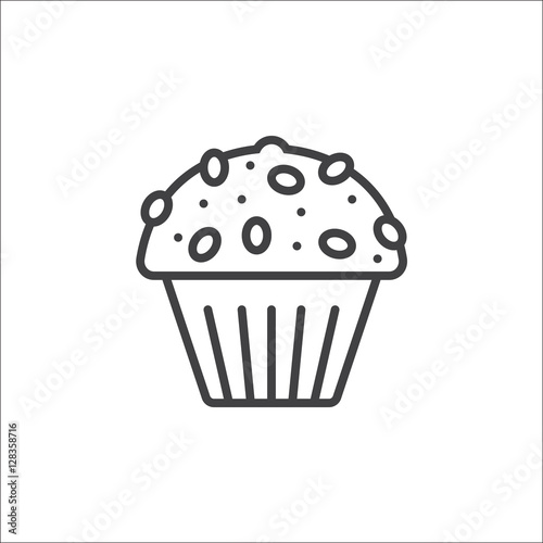 Cupcake line icon, outline vector sign, linear pictogram isolated on white. logo illustration