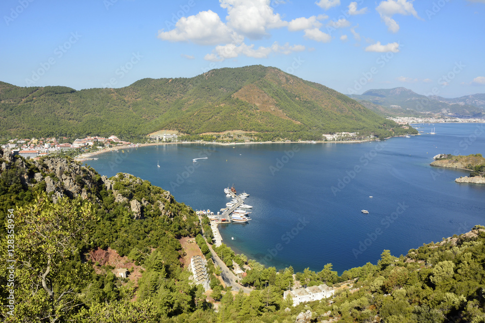 View over Icmeler bay near Marmaris resort town in Turkey.