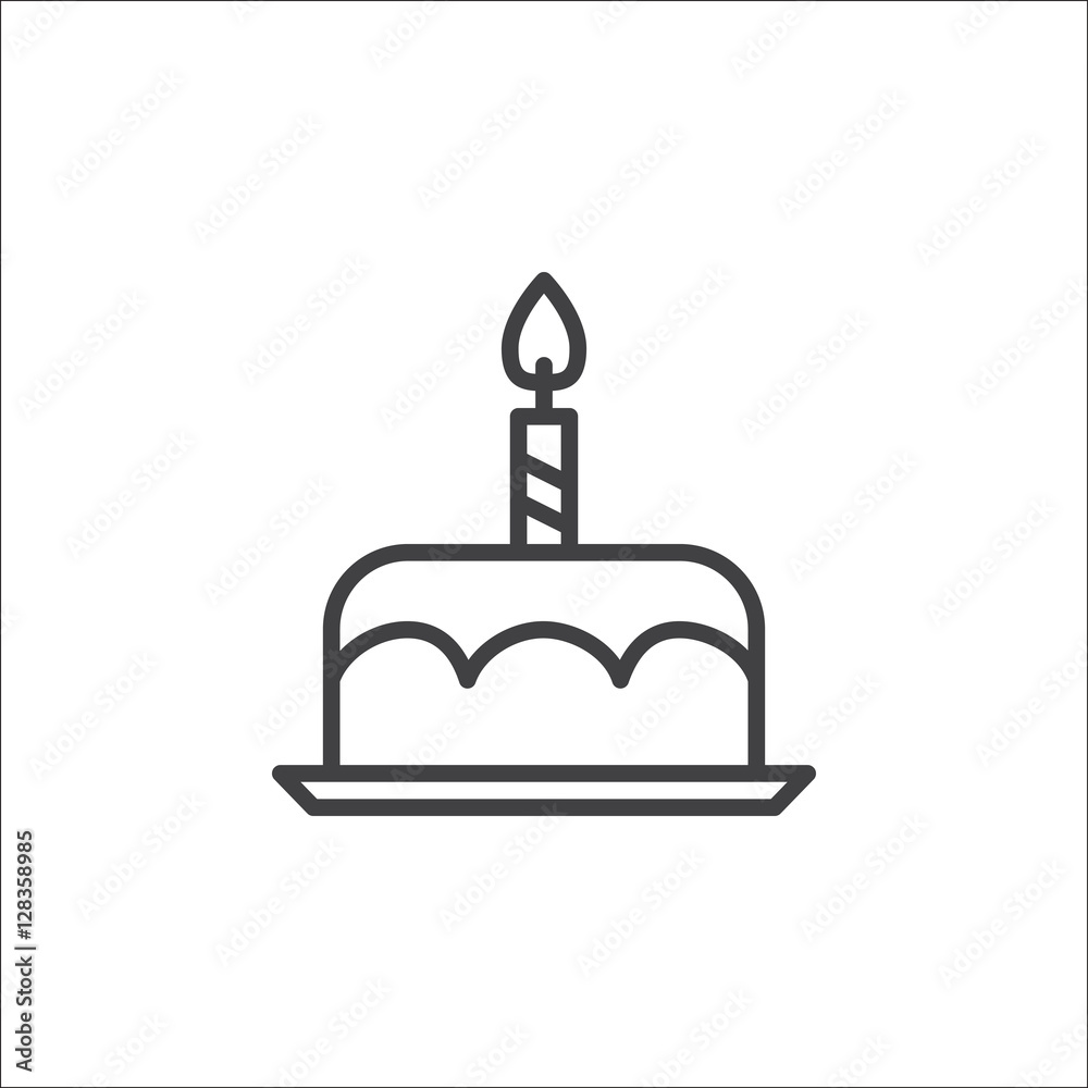 Birthday cake line icon, outline vector sign, linear pictogram isolated on white. logo illustration Birthday cake line icon, outline vector sign, linear pictogram isolated on white. logo illustration