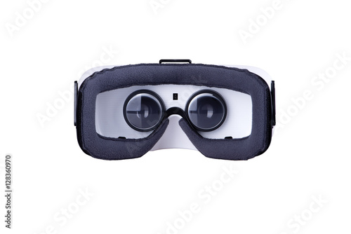 Rear inside view of virtual reality VR headset, isolated on white background