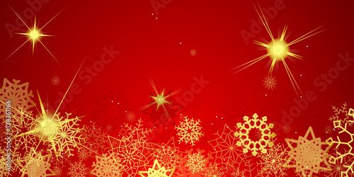 fond de noël rouge et or doré avec flocon et étoile
