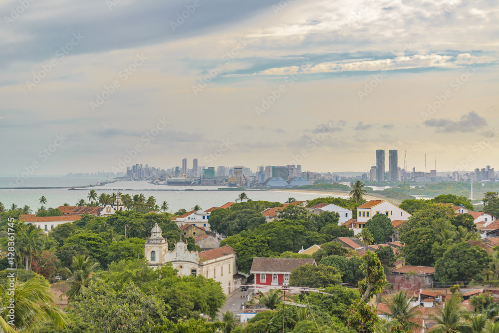Aerial View of Olinda and Recife, Pernambuco Brazil
