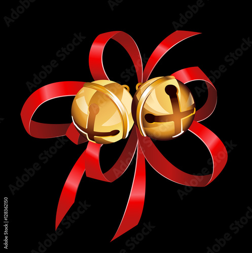 Jingle bells with red bow . Vector