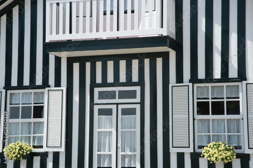 colorful houses in Costa Nova, Aveiro, Portugal