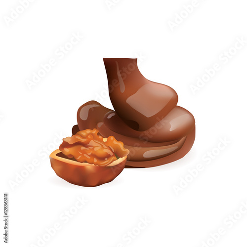 walnut with liquid chocolate