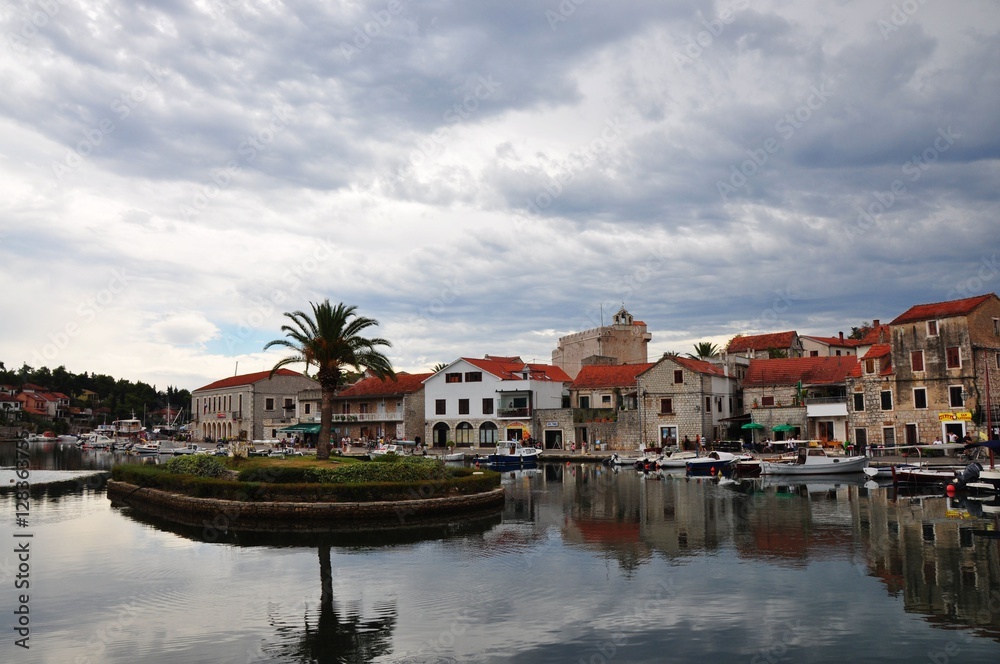 Town Vrboska on island Hvar in Dalmatia, Croatia