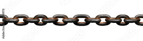 Rusty chain isolated on white background photo