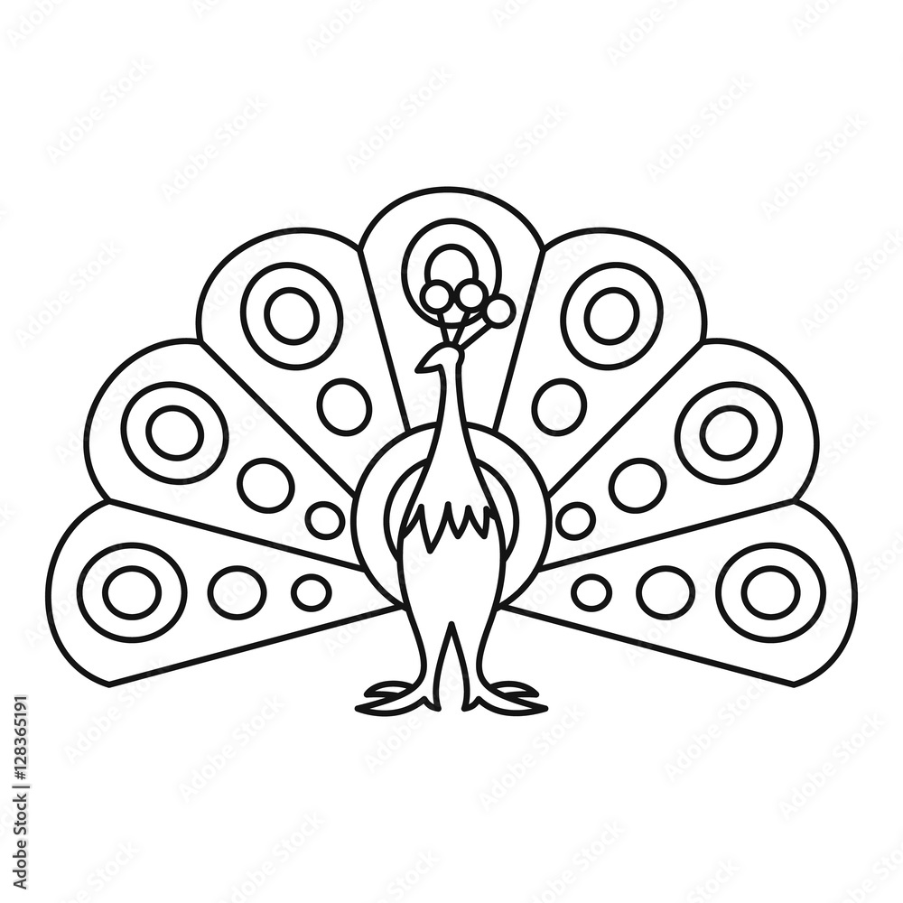 Peacock icon. Outline illustration of peacock vector icon for web Stock ...