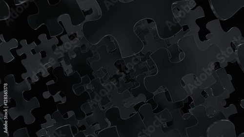 Flight through black puzzle elements. Animation with mask included.