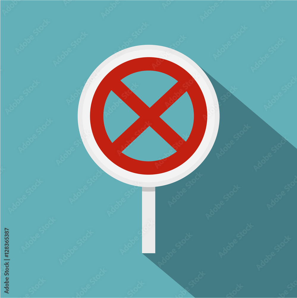 Fototapeta premium Clearway sign icon. Flat illustration of clearway sign vector icon for web isolated on baby blue background